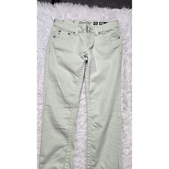 Miss Me Lime Green Embellished Low Rise Skinny Jeans Size 30x32 - Picture 7 of 16